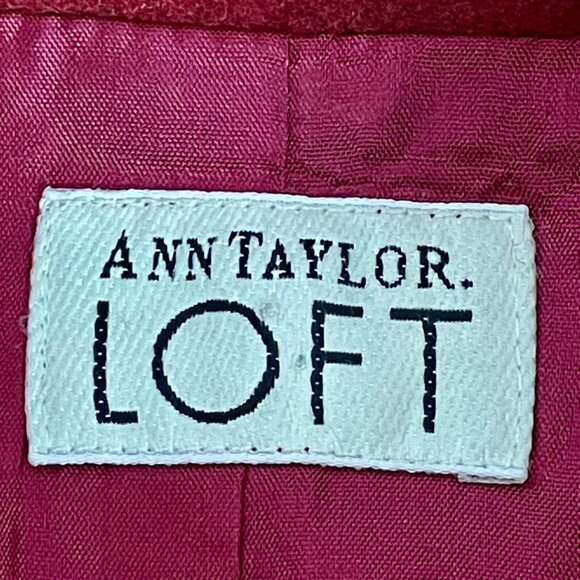 Ann Taylor Loft Wool Blend Double Breasted Short Pea Coat Jacket Sz S Red Preppy - Picture 6 of 7